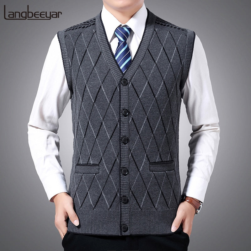 2020 New Fashion Brand Sweaters Men Pullovers Vest Sleeveless Slim Fit Jumpers